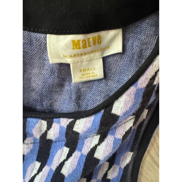 Anthropologie Maeve Small Blue Purple Graphic Print Ponte Wide-Leg Jumpsuit - Picture 6 of 6